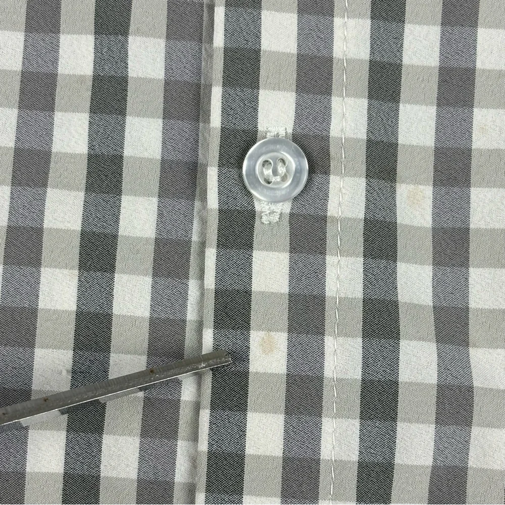 Mizzen Main Shirt Mens XL Trim Fit Performance Button Up‎ Gray White Check